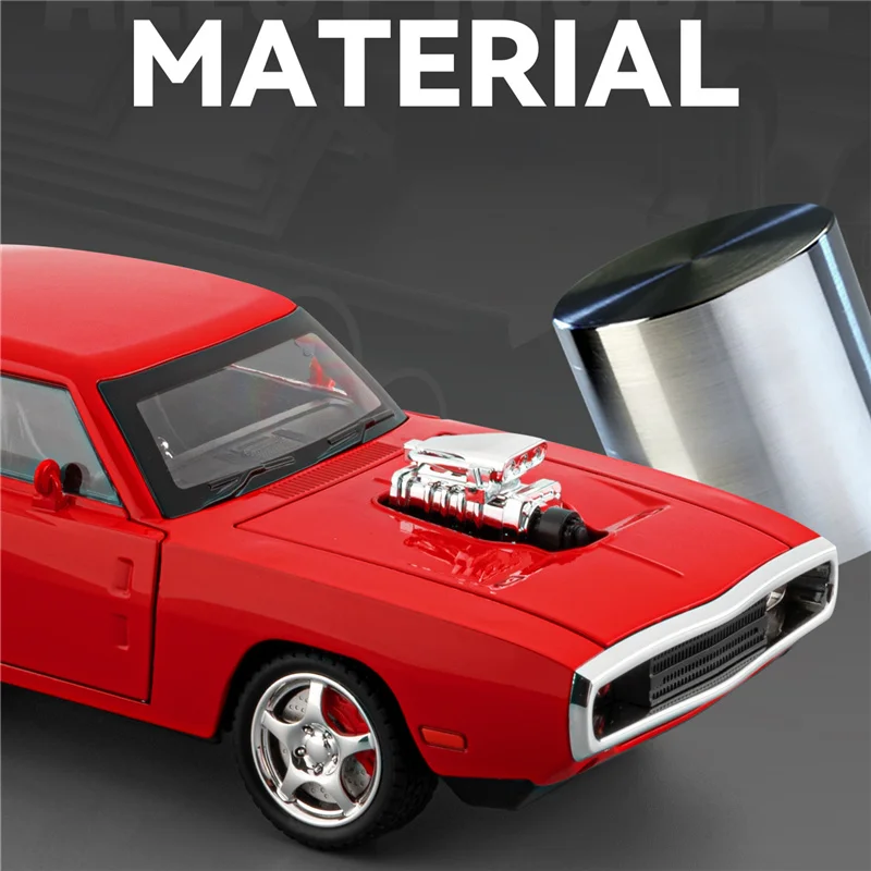 1/24 Dodge Charger Alloy Sports Car Model Diecast Metal Musle Racing Vehicles Car Model Simulation Sound and Light Kids Toy Gift
