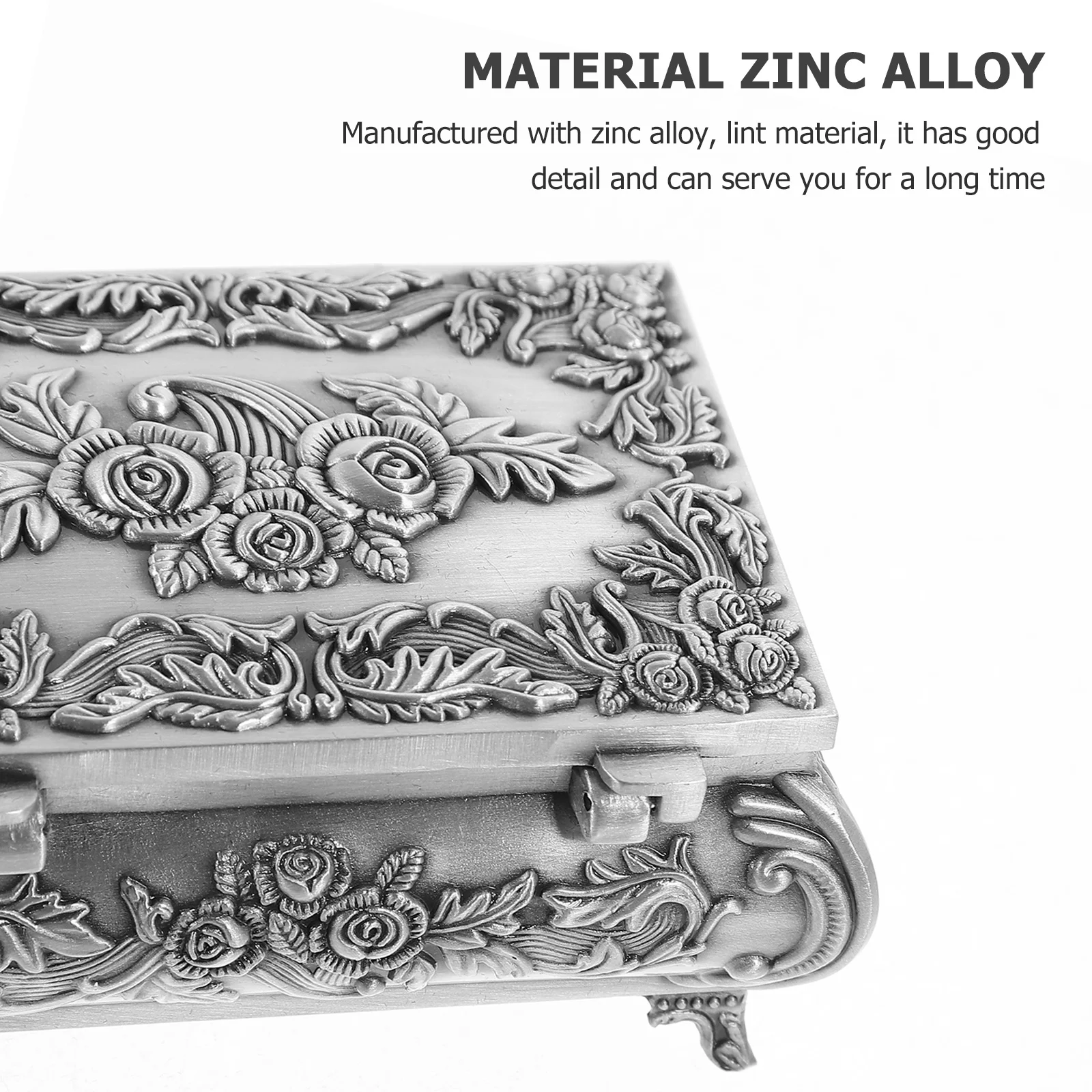 

Vintage Jewelry Box Retro Rose Carved Metal Storage Case For Earrings Rings Trinkets Organizer Sundries Box Decorative Container