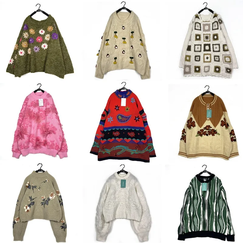 

Tag Episode Vintage Свитер с тяжелой вышивкой и цветочным принтом Soft Girl Overhead Sweet Sle Зимняя коллекция Regular Length Other Ma...