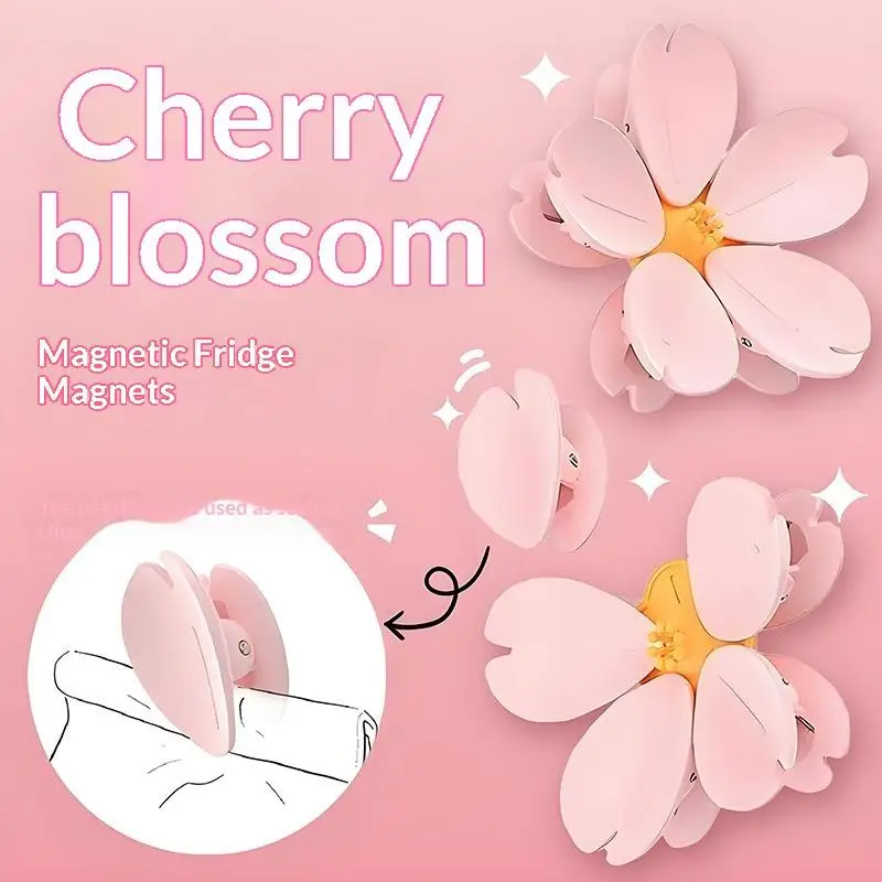 1/2pcs Cherry Blossom Magnetic Fridge Magnet Seal Clip, Petal Sealing Magnetic Fridge Sticker, Snack Clip, Flower Decoration