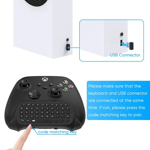 Imagen 2 del producto Teclado controlador para Xbox Series X/S/One/One S, teclado inalámbrico para juegos Chatpad con receptor USB y conector de Audio de 3,5mm