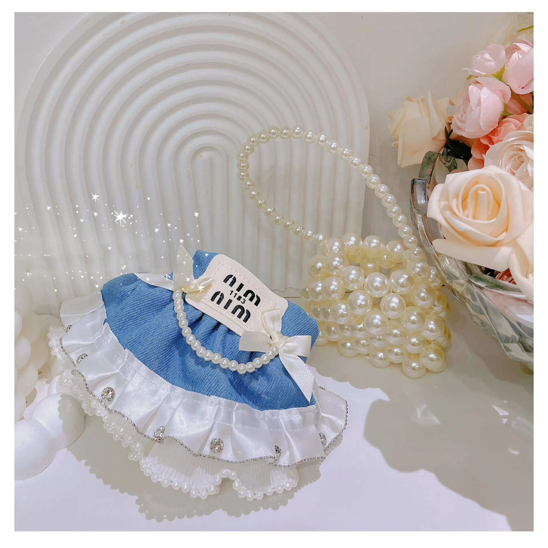 

Brand Girl'S Luxurious Style Pearl Lace Diamond Dog Skirt