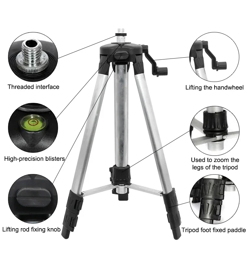 1.2/1.5m Laser Level Tripod Adjustable Height Tripod Bracket Aluminium Alloy Extension Tripod Stand