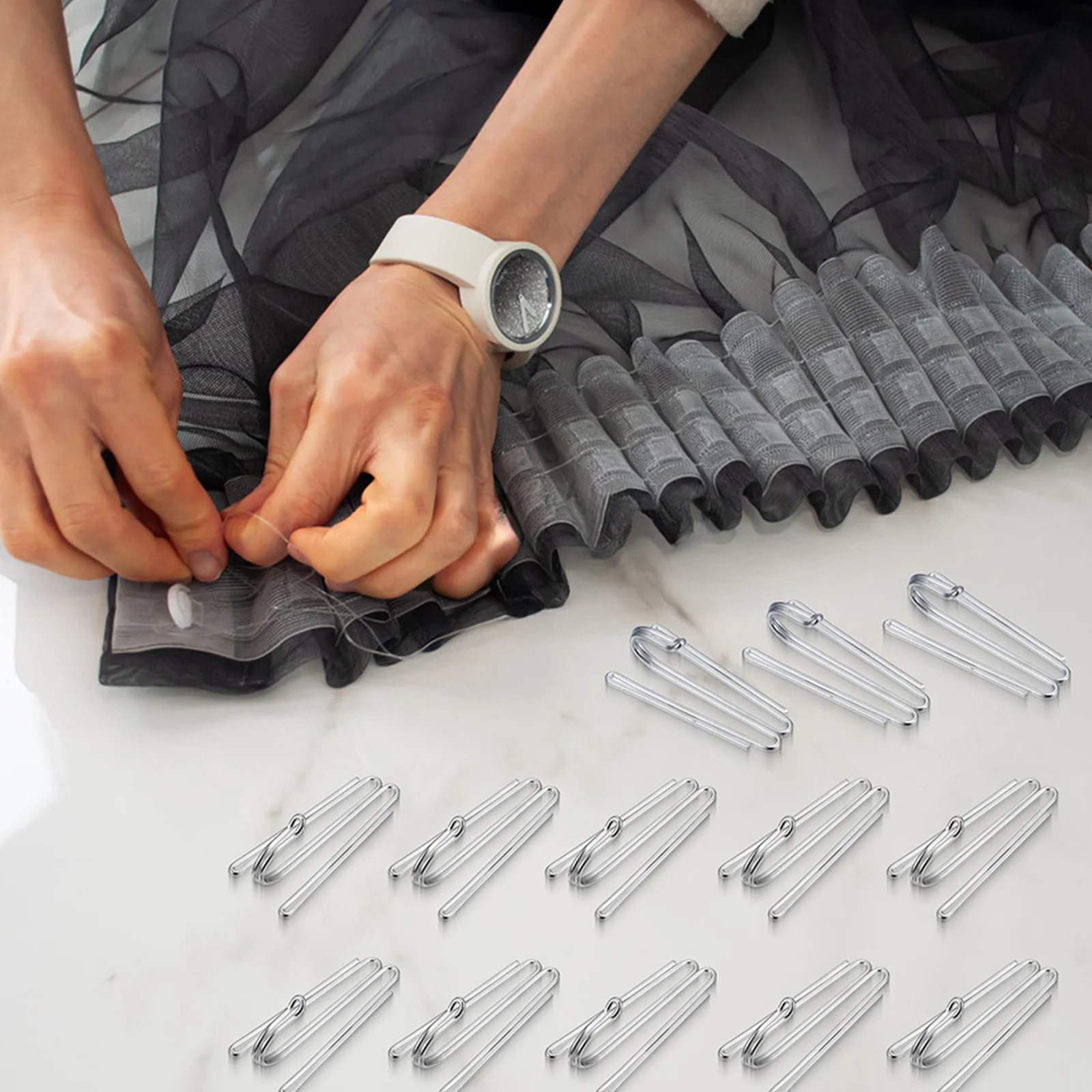 40 قطعة السنانير الطية الستار الفولاذ المقاوم للصدأ الثقيلة الستائر المعدنية دبابيس ل مطوي الستائر نافذة باب الحمام 4 الشق تصميم