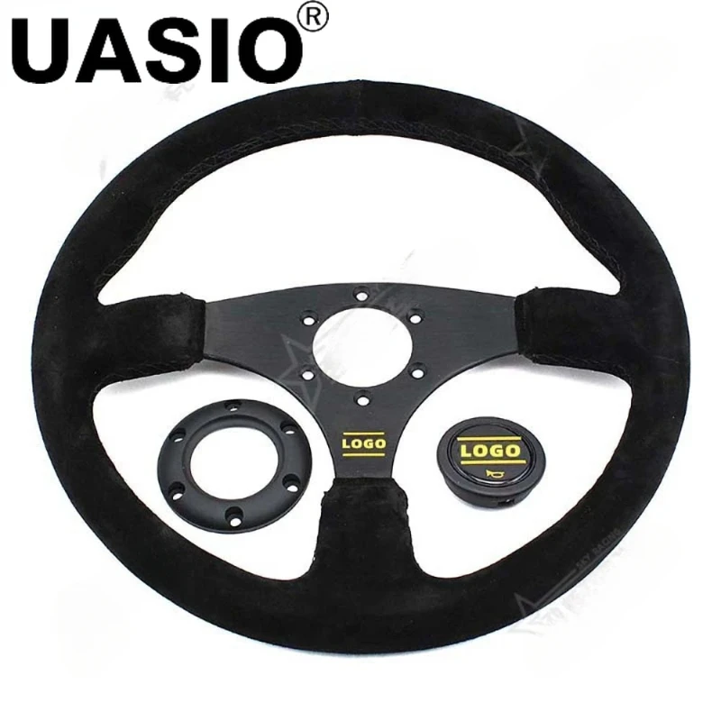 

14inch 350mm Racing PU Leather Steering Wheel Aluminum Alloy Deep Corn Dish Sport Drifting Steering Wheels Universal