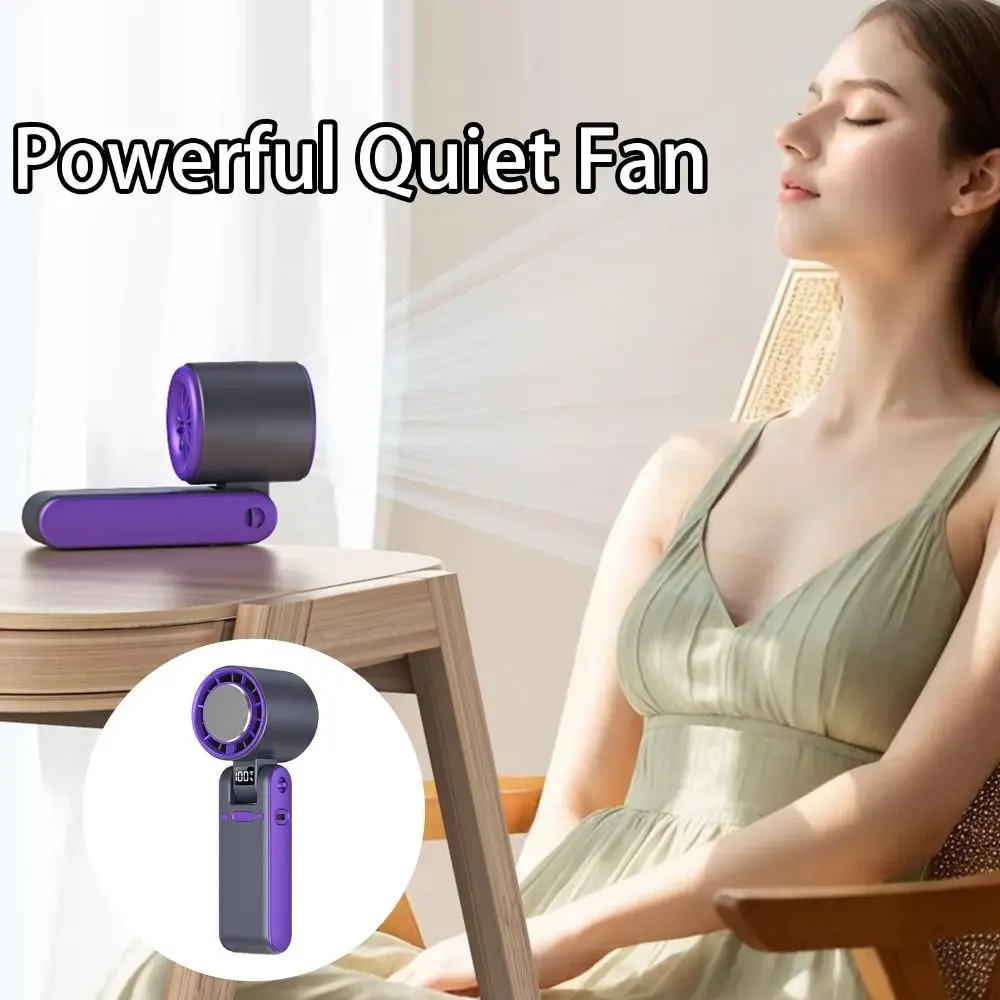 New LED Display USB Fan Powerful Rechargeable Quiet Fan High Speed Folding Portable Fan Office Use
