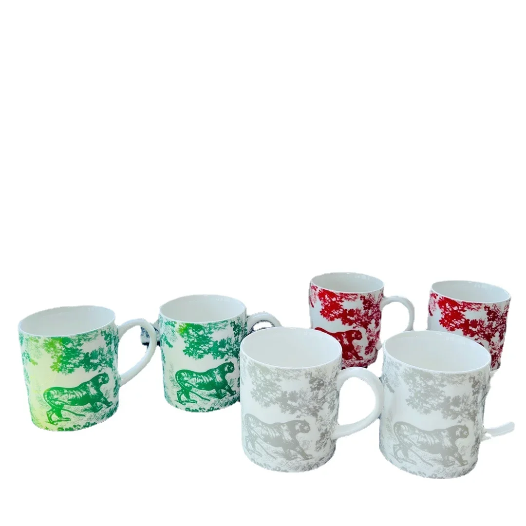 

New Ceramic Mug Printing, Hand-Painted Trim European Water Cup Cup Couple Cups Gift Box Coffee Cups Mugs Coffee Cups