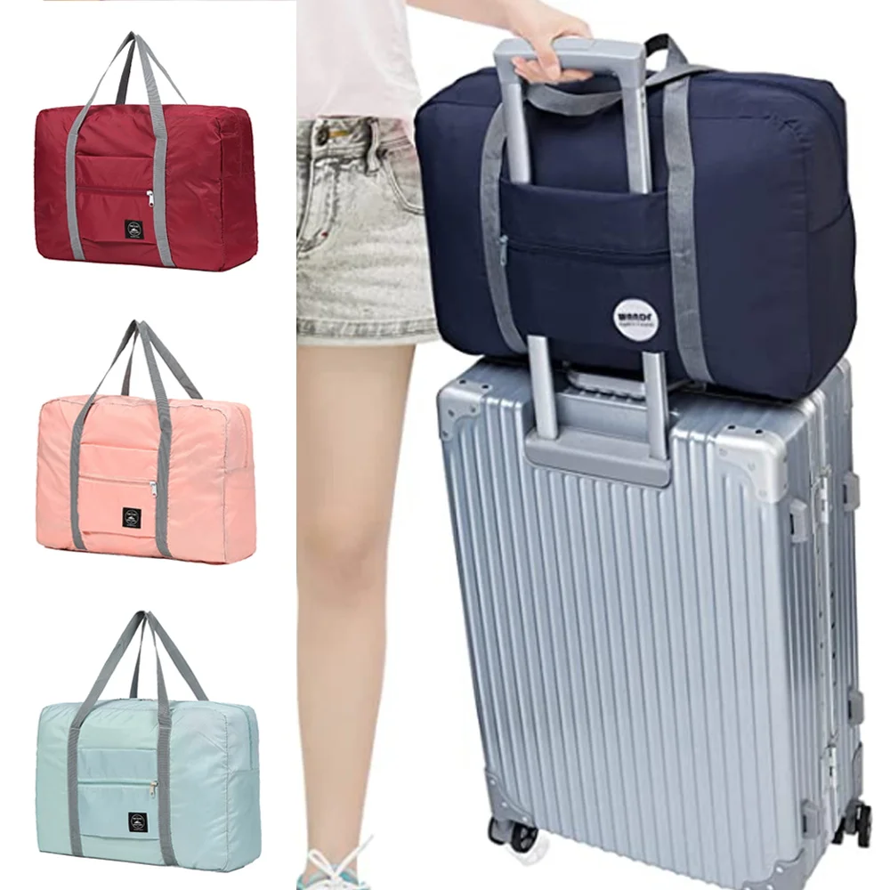 Bolsas de viaje plegables, organizador de bolsos para mujer, bolso de equipaje para hombre, bolsa de almacenamiento de ropa Unisex, bolsa de lona con patrón de oso para monopatín