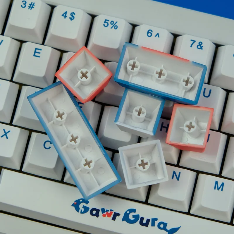 Imagem -04 - Kbcaps-gura Dye Sublimação Cereja Keycaps Perfil Material Pbt 129 Chaves Interruptor mx Gaming Teclado Mecânico Gk96