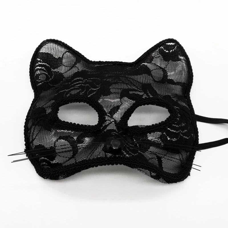 Máscara renda para gato, máscara festa halloween, máscara renda, sexy, renda, raposa, rosto, dropshipping