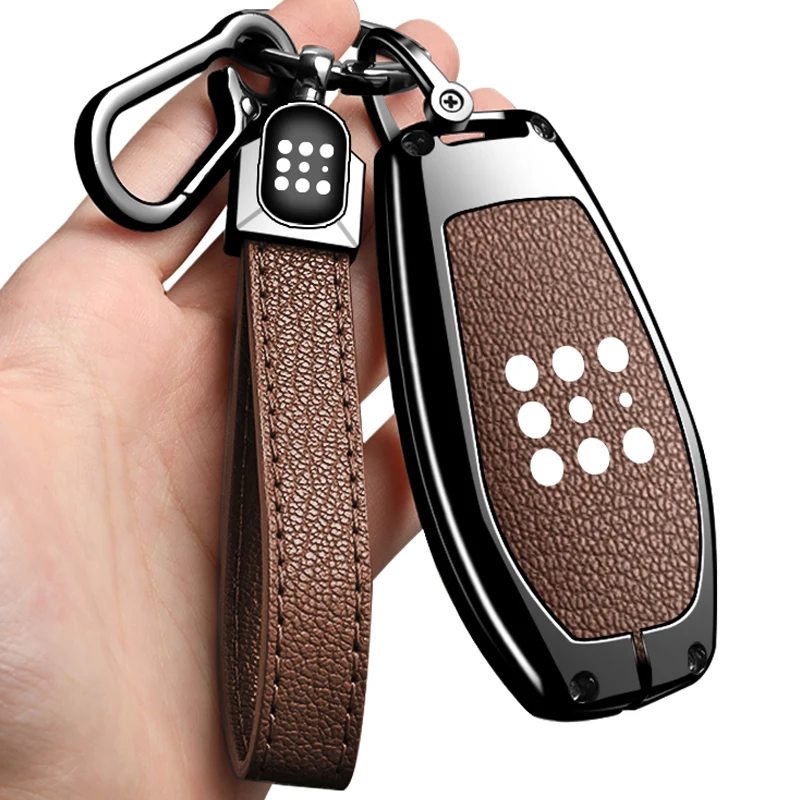 Car Accessories For Dongfeng fengguang Seres Evolute i-Space i-Pro Landian E5 Zinc Alloy Laather Key Case Cover Holder Chain