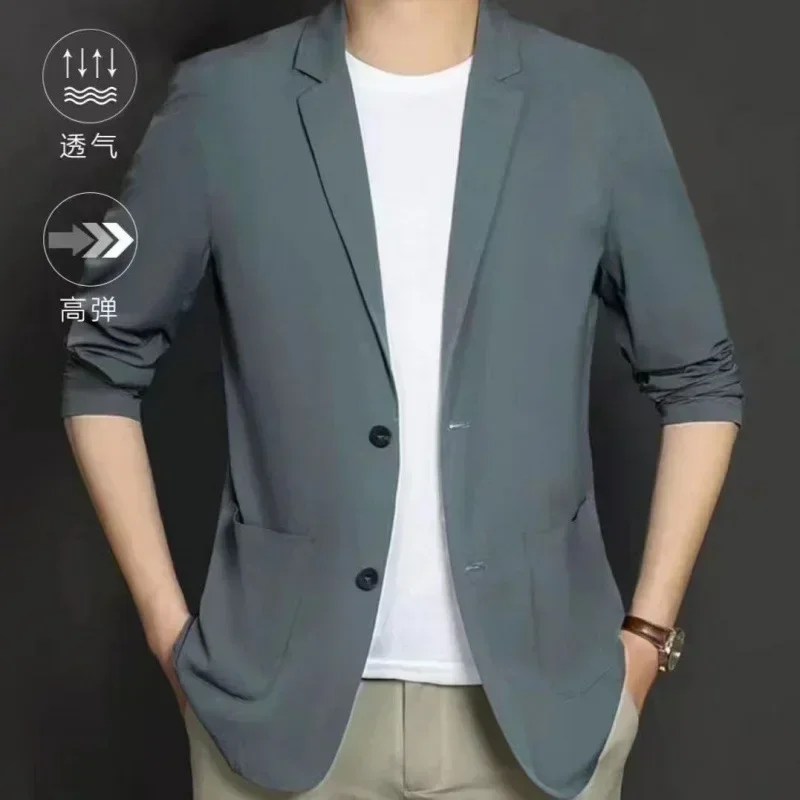 

3387 Summer ice silk suit for men ultra-thin casual style