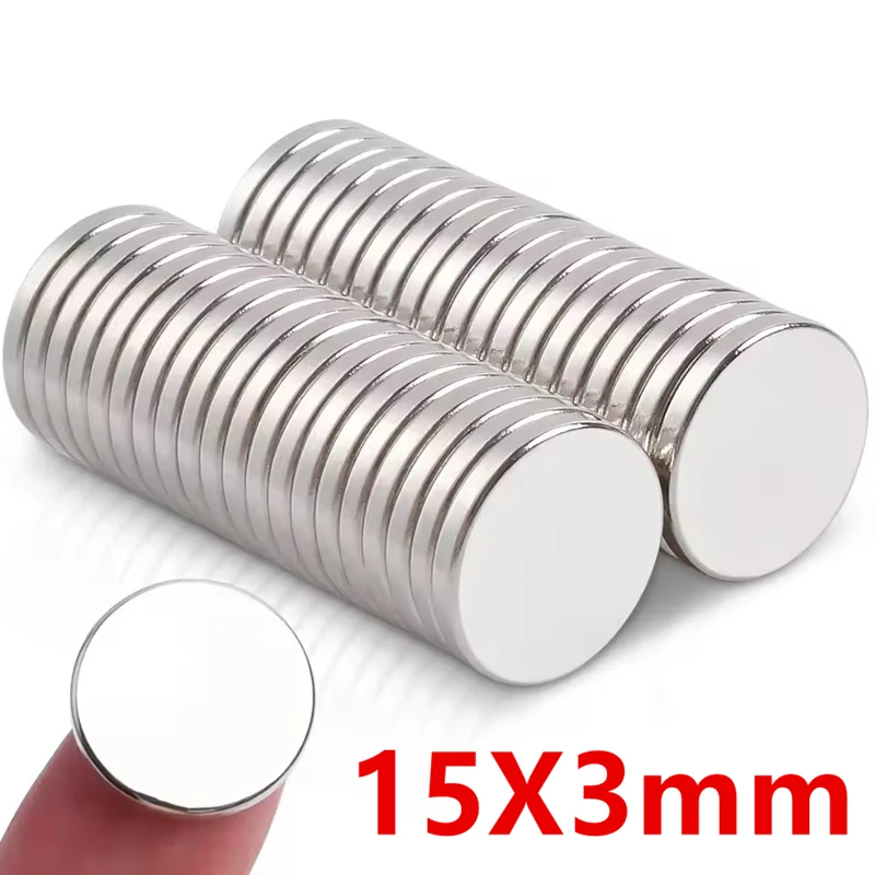 10-100Pcs 15x3mm Round Disc Great Pull Force Super Powerful Fridge Magnets Strong Magnetic Push Pin Hooks for Home Fridge Crafts