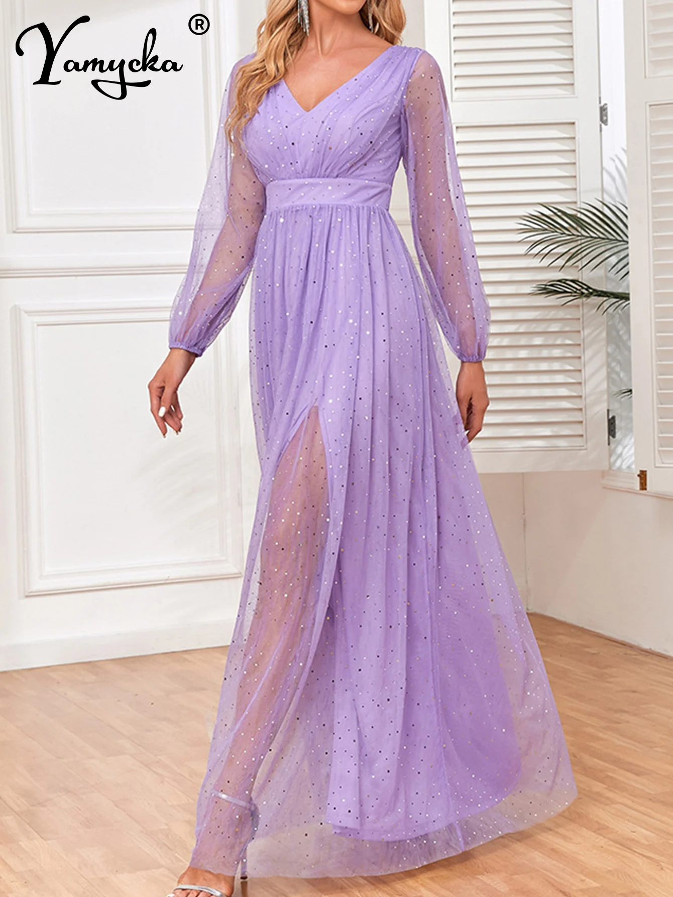 

Sexy see through mesh sequin maxi summer dress women luxury wedding long sleeve dresses woman cocktail evening dresses vestidos