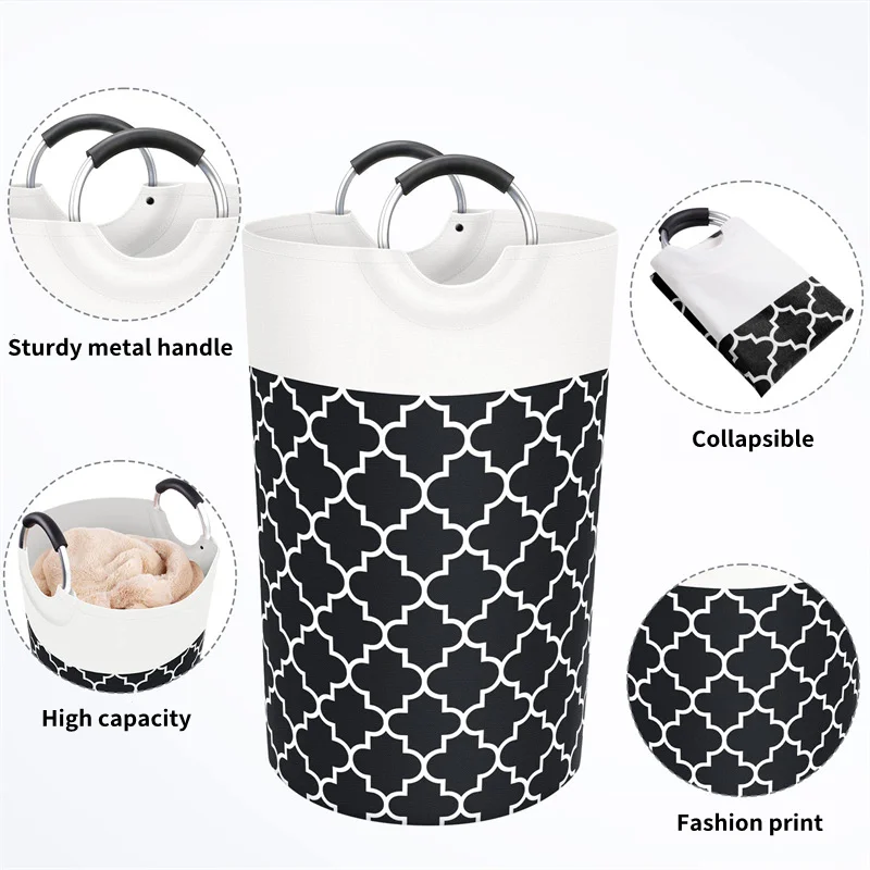 82L New Large Capacity Laundry Basket Collapsible Waterproof Cotton Linen Hamper With Handles Clothes Toy Home Storage Basket