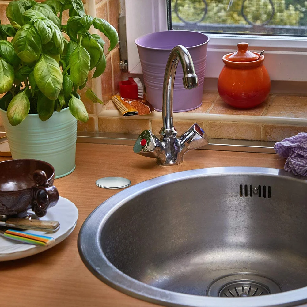 2 قطعة بالوعة الحنفية ثقب يغطي الفولاذ المقاوم للصدأ دائم بالوعة المطبخ ثقب يغطي مغسلة ختم قبعات مغسلة التوصيل ثقوب #5