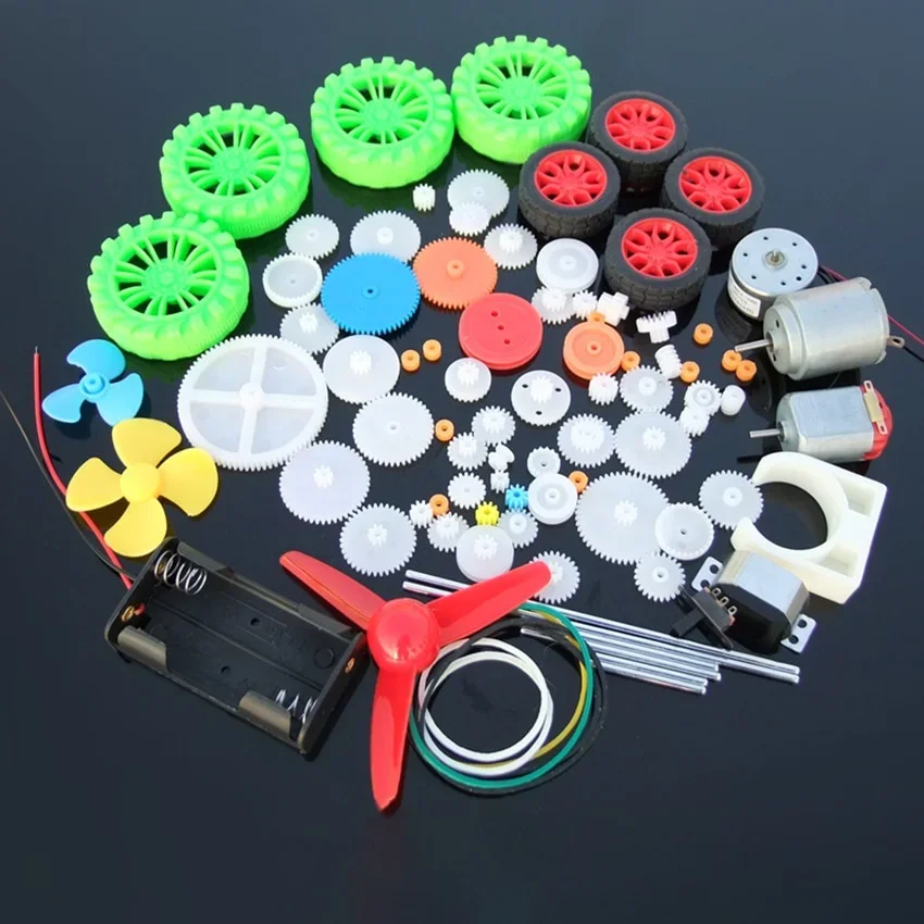 69 Kinds Toy Motor Spindle Gear Kit Package Battery Holder Propeller Switch High-speed Motor DIY Gearbox Model Accessories