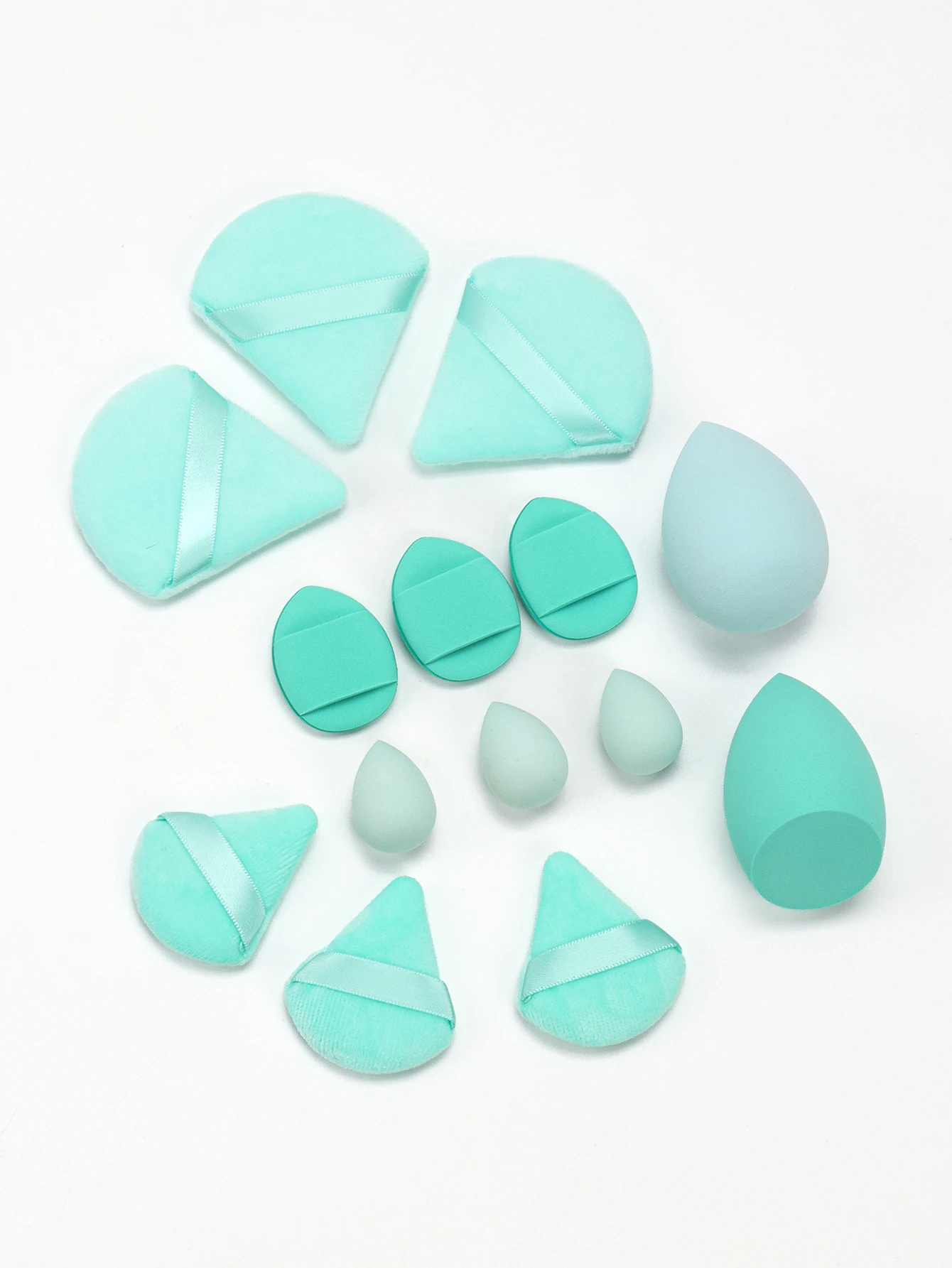 High-Energy 14-Piece Set, 3 Loose Powder Puffs & 3 Mini Loose Powder Puffs & 2 Large Makeup Sponges & 3 Mini Makeup Sponges