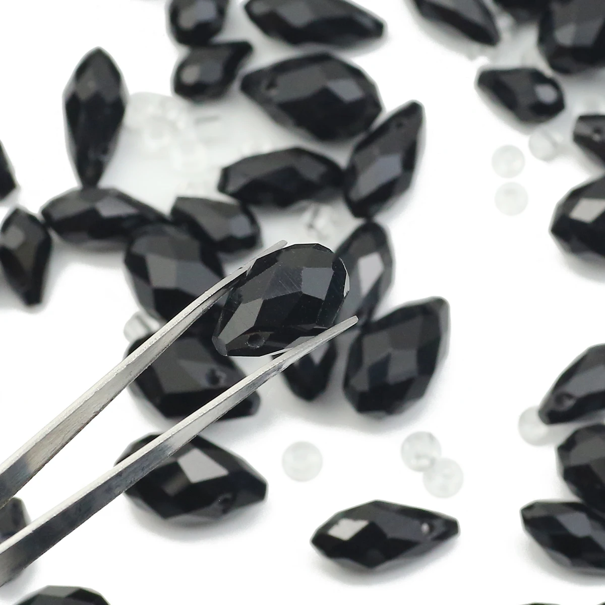 Perles d'espacement noires en cristal autrichien à facettes en forme de larme, amples, 5/6/8mm, pour bijoux, boucles d'oreilles, Bracelets, pendentifs, accessoires