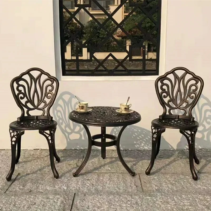 

3-Piece Retro Aluminum Bistro Set with Outdoor Chairs and Table for Garden, Porch, and Backyard - All-Weather Design Furniture