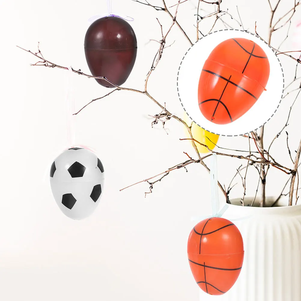 

12pcs Basketball Egg Decorations Fillable Plastic Eggs Candy Boxes For Party Favors Easter Party Decor