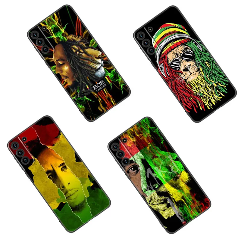 Reggae Bob Marley Black Silicone Phone Case For Samsung Galaxy S23 S21 S20 FE S24 S22 Ultra S10E S10 S9 S8 Plus