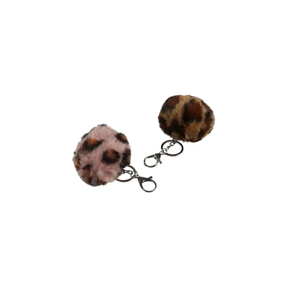 Taschen Geschenke Kunstkaninchenfell Leoparden-Rundball-Anhänger Schlüsselring Fellball-Schlüsselanhänger – Detail 2