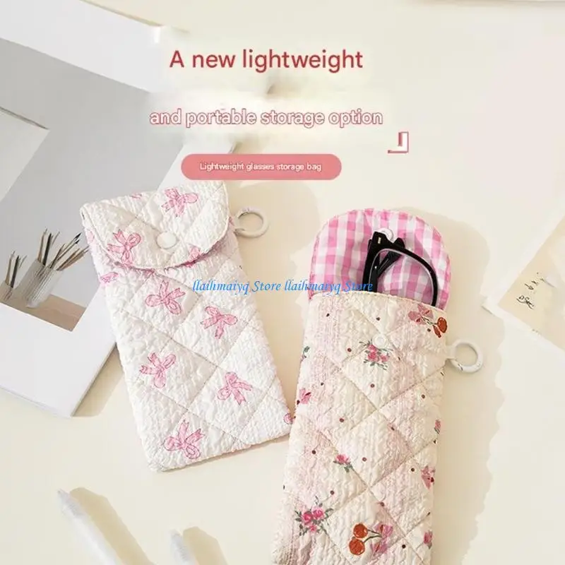 573B Printed Eyeglass Holder Soft Polyester Fabric Protective Storage Bag For Sunglasses And Accessories