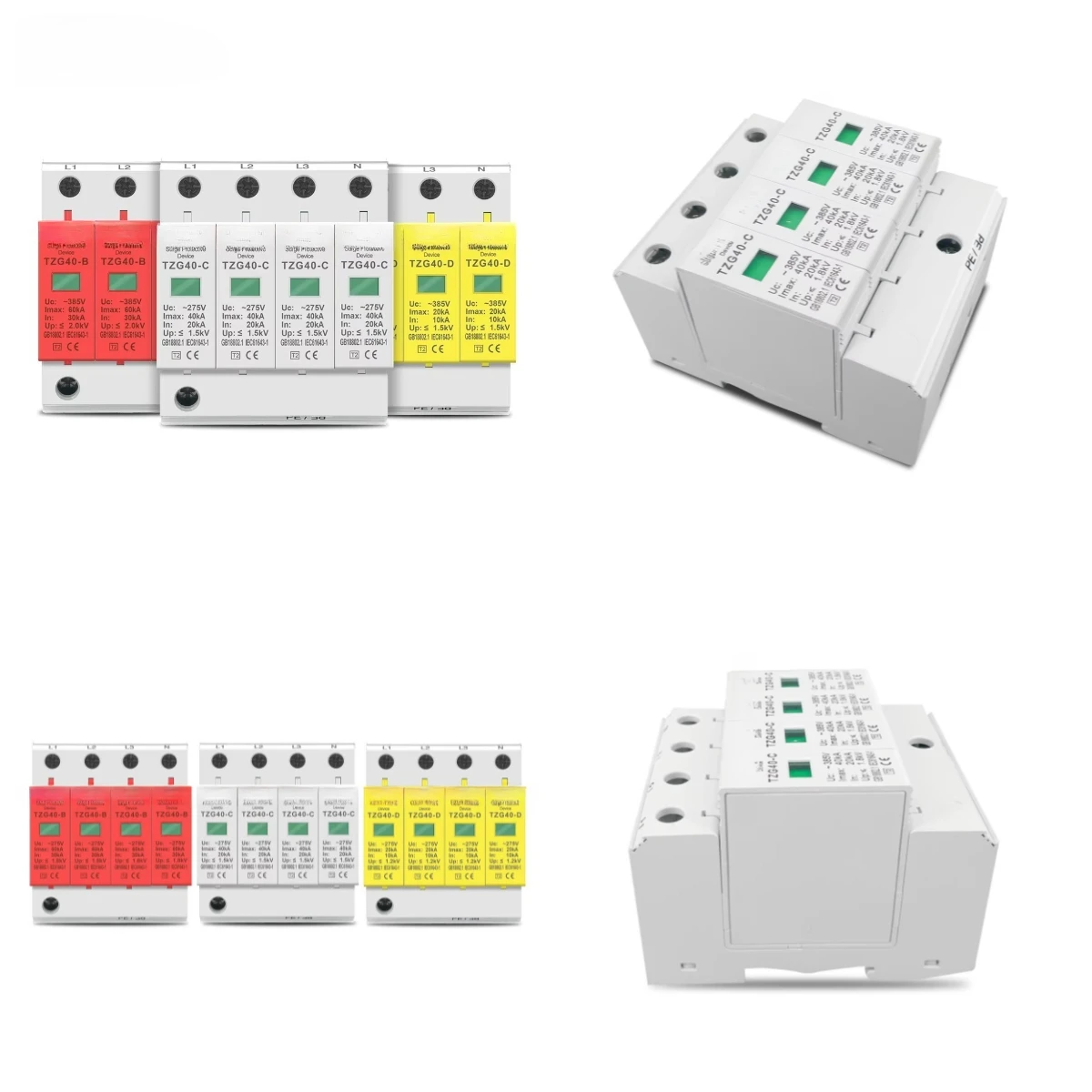 AC SPD 4P 3P+N 10-20KA 20-40KA 30-60KA 275V 385V House Surge Protector Protective Low-voltage Arrester Device for X13