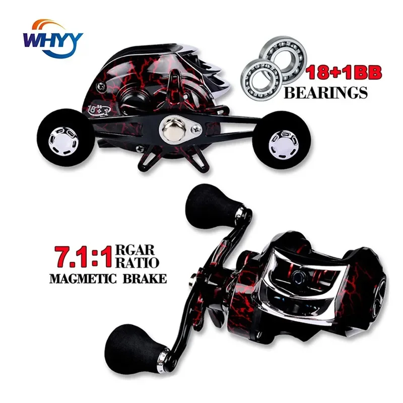 

High Speed Baitcasting Reel, Drag Fishing Reel, Left and Right Hand, Bass in Ocean, 7.1:1, 10kg Max, 2022 New, 18 + 1