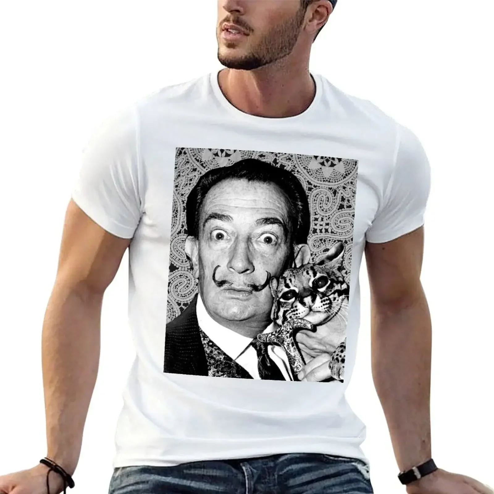 

Salvador Dali and his beloved Savannah T-Shirt summer clothes graphics sports fans vintage graphic tee Short sleeve tee men