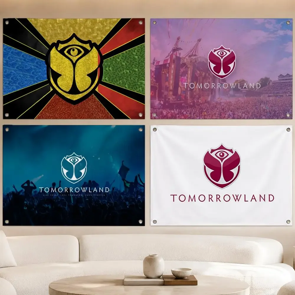 EDM Festival T-Tomorrowland Flags Fan Banner Tapestry Wall Hanging Garage BarDorm Camp Party Outdoor Home Decor Gift