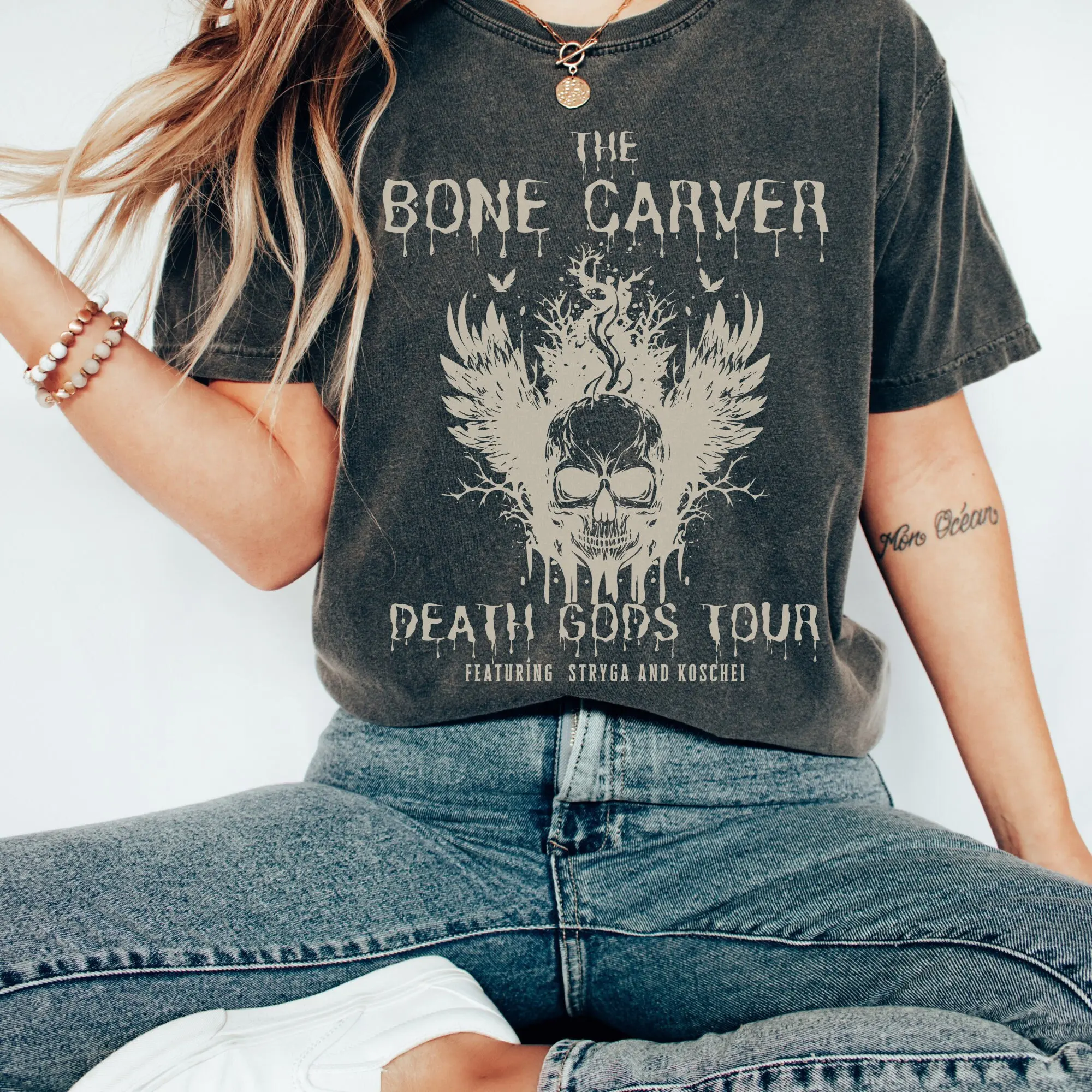 The Bone Carver Shirt ACOTAR Velaris Shirt 100% Cotton Washed Distressed Top Dark College T-Shirt Sarah J Maas Merch Bookish Tee