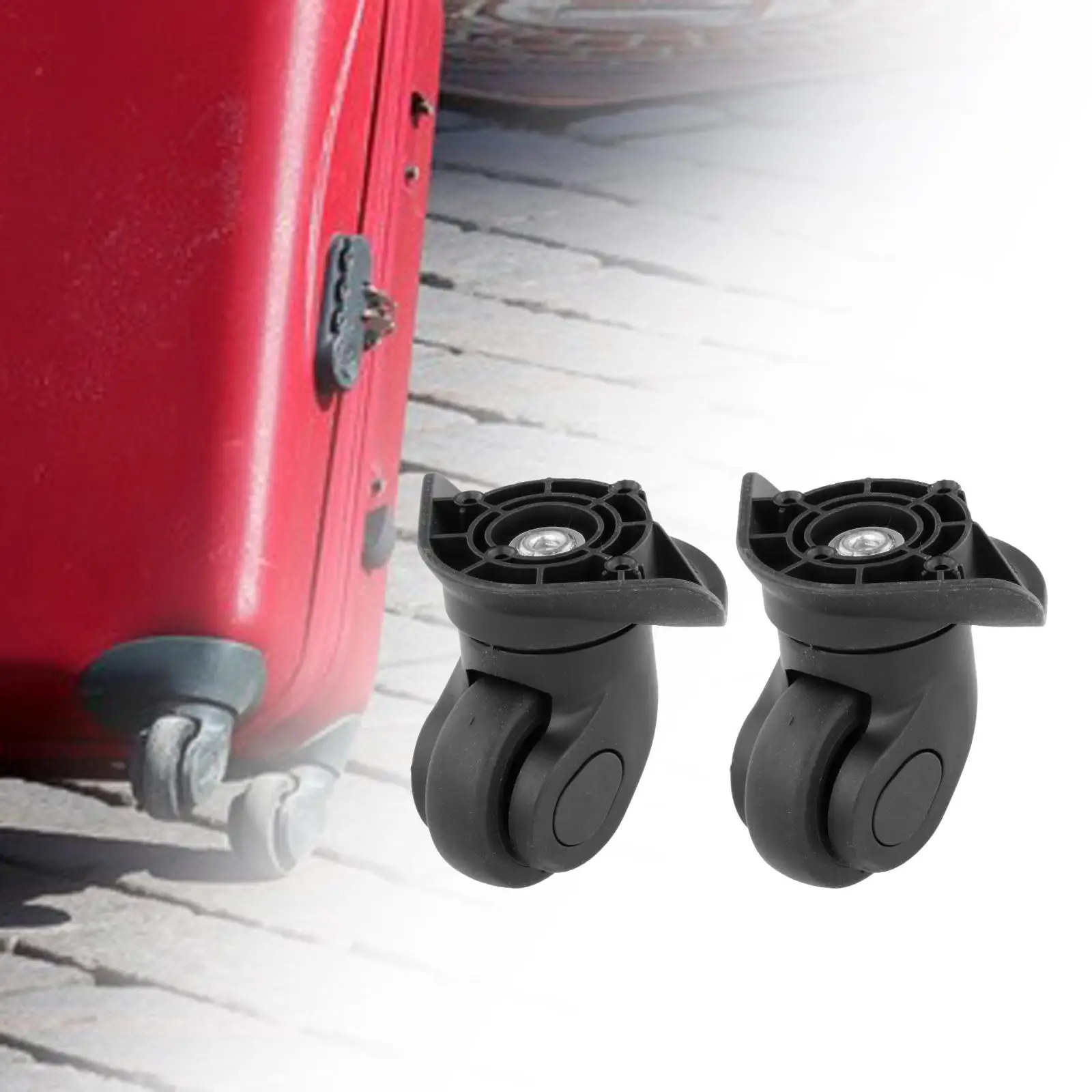 2Pcs Luggage Suitcase Wheel Suitcase Repair Set Wear Resistant 360 Swivel Replacement for A19 Detachable Quiet Travel Black