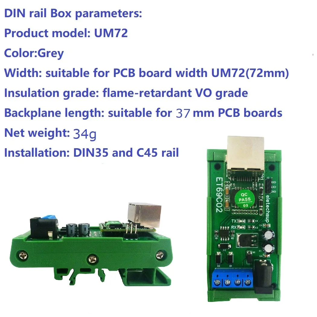 ET69C02 Serial Port Server Module RS485 to Ethernet Network TCP/IP Converter UDP TCP Client Server MQTT PLC