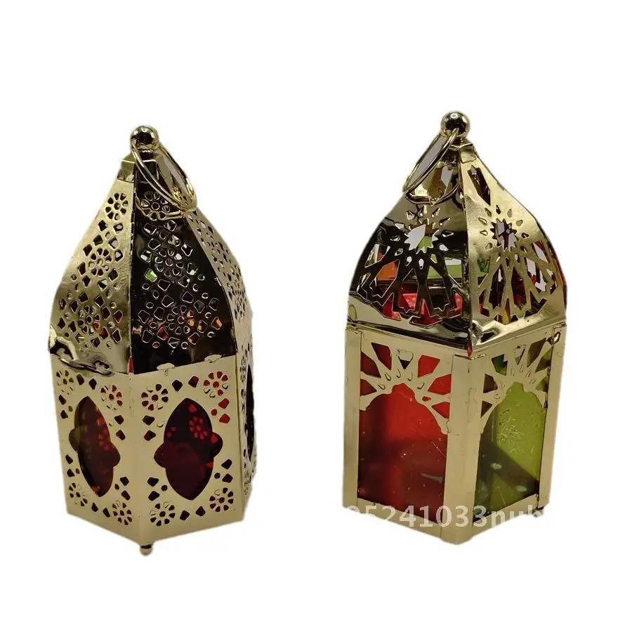 

New Golden European Style Iron Wind Lamp Candlestick Home Decoration Crafts Ornaments