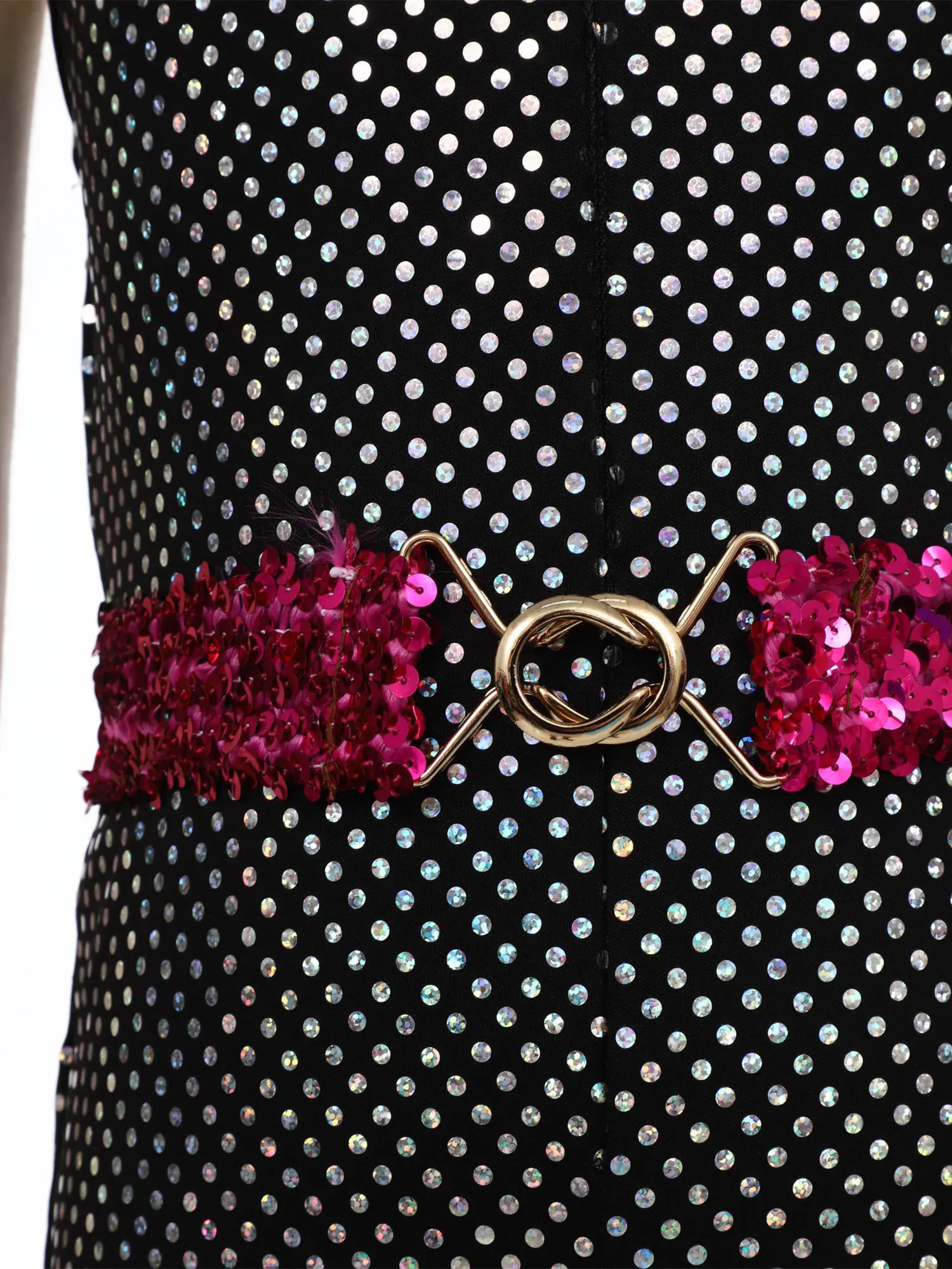 여자 레트로 디스코 점프수트 반짝이는 스팽글 타이업 스타일 앞면 보이지 않는 지퍼 벨 팬츠 할로윈용 스팽글 허리 벨트 포함