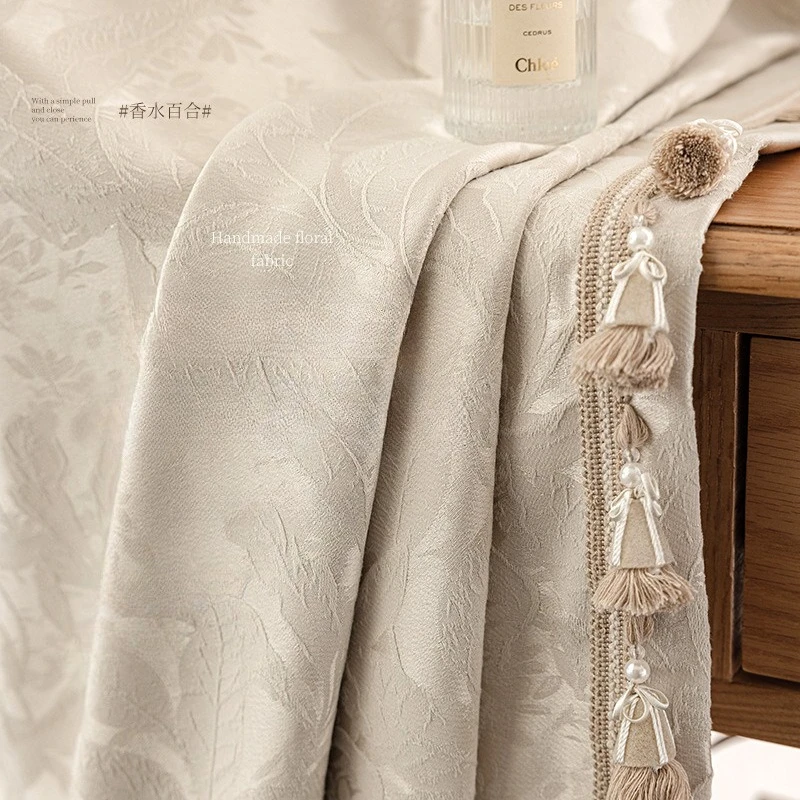 French Curtain Jacquard High Precision Perfume Lily Modern Curtains for Living Dining Room Bedroom Custom Size Decoration Drapes