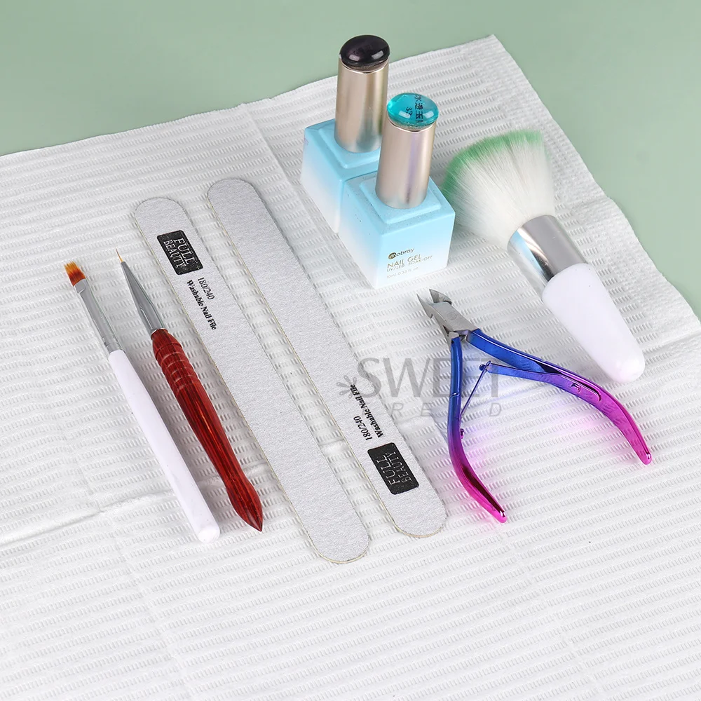 Almofadas limpas descartáveis, 20 peças, rosa, branco, tapete de mesa para arte em unhas, à prova d'água, almofadas de limpeza para esmalte em gel, manicure, toalhas de mesa, suprimentos