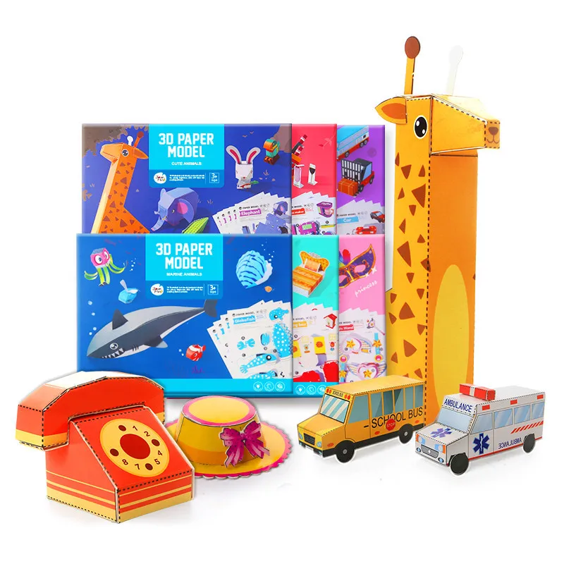 Baby Craft Toys Children DIY Origami Handmade Paper Cutting Folding Cartoon Animal 3D Three-Dimensional Kids Eductional Toy