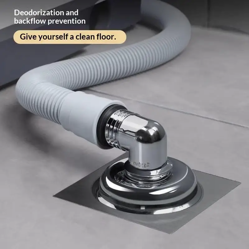 Washing Machine Floor Drain Connector Drain Pipe Sewer Odor And Overflow Preventer Bathroom Three Way Cover