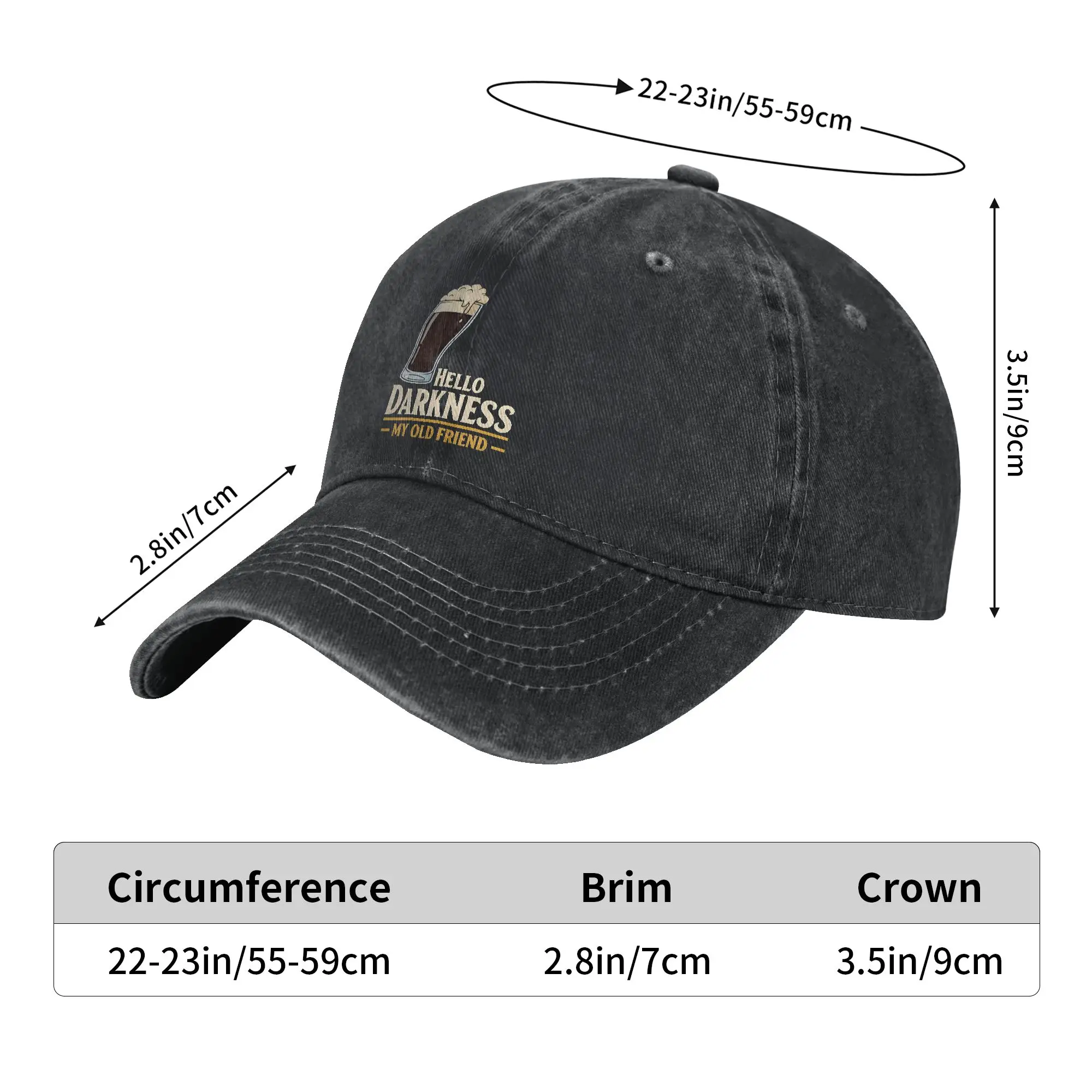 Hello Darkness My Old Friend Irish Stout  Funny St Patrick's Day Sun Baseball Cap  Streetwear Men Women Washed Hip Hop Hats