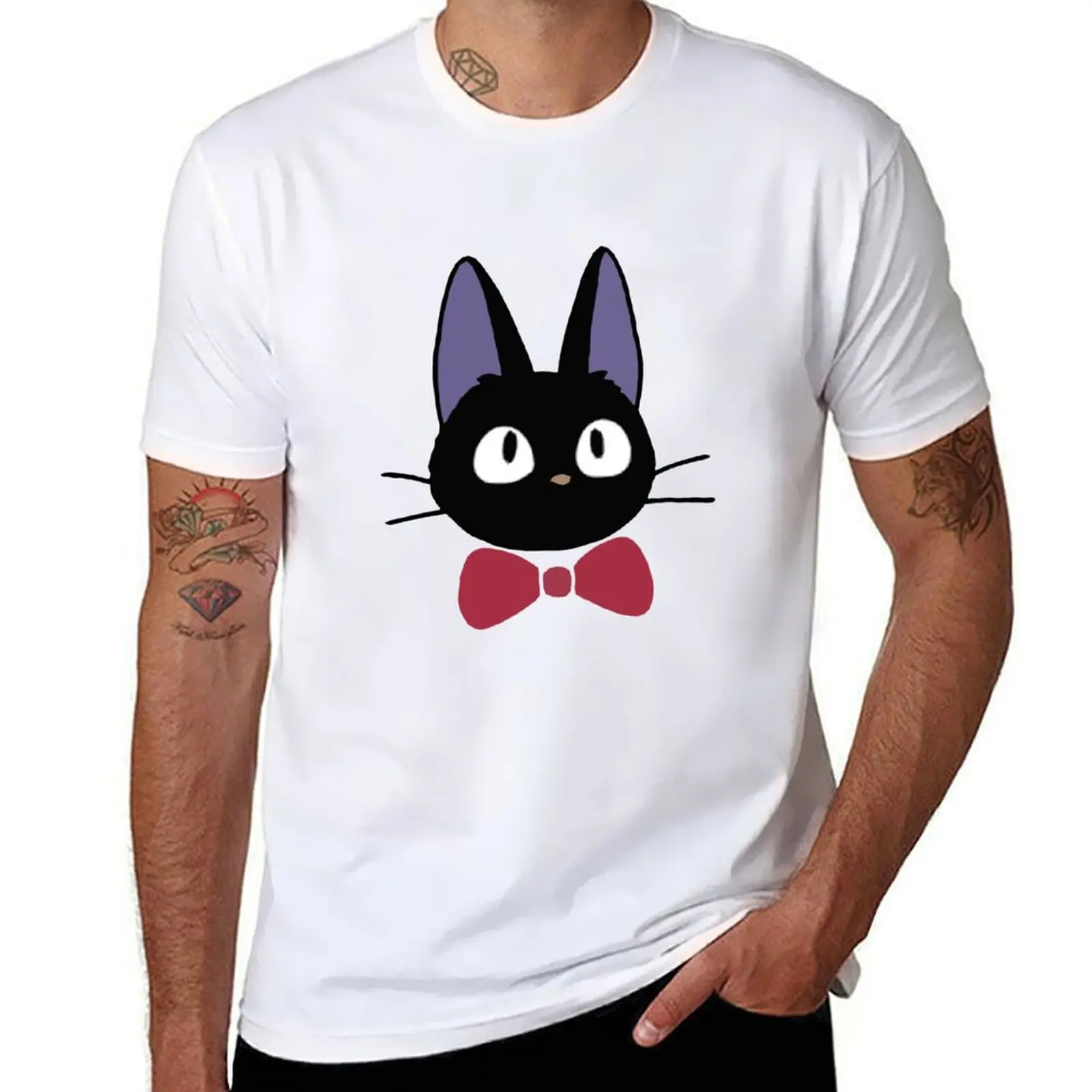 

Lifestyle Aesthetics Black Jiji Cat Kawaii Anime Cat Japanese T-Shirt Breathable Gym Short Sleeve T-Shirt