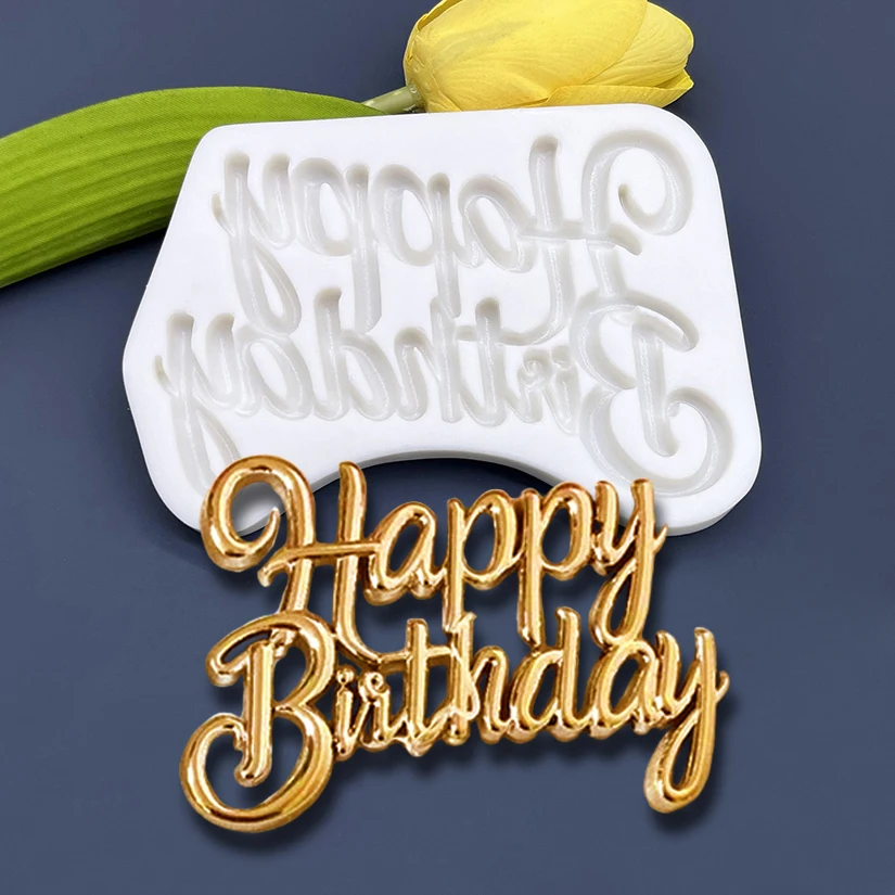 Alles Gute zum Geburtstag Baby Silikon Kuchen Backform Sugarcraft Schokolade Cupcake Harz Werkzeuge Fondant Dekorieren Werkzeuge – Detail 3