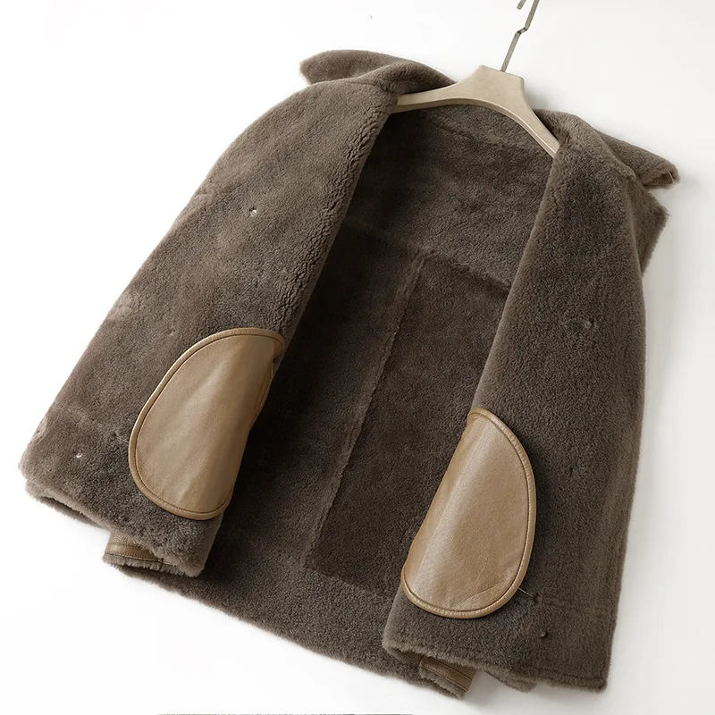 Imported Genuine Sheepskin Shearling Jacket for Women 2025 Winter Thicken Silhouette‌ Real Leather Lambswool Casual Warm Jacket