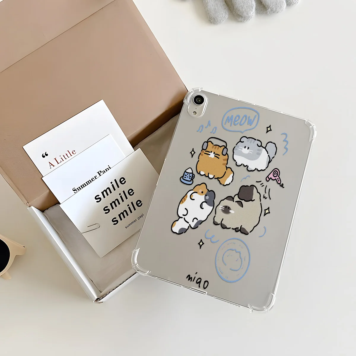 Clear Transparent Tablet Case for Apple iPad Pro 9.7 10.5 12.9 13 Air 2 3 11 13 Mini 4 5 6 7 Shell Multiple Cute Cats Meow Text