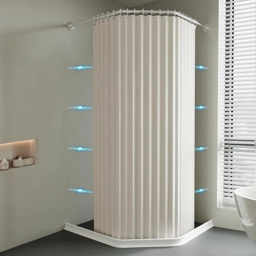Foldable Shower Curtain Retractable, Waterproof Accordion Folding Bathroom Screen, Space Saving Portable Partition for Small Tub