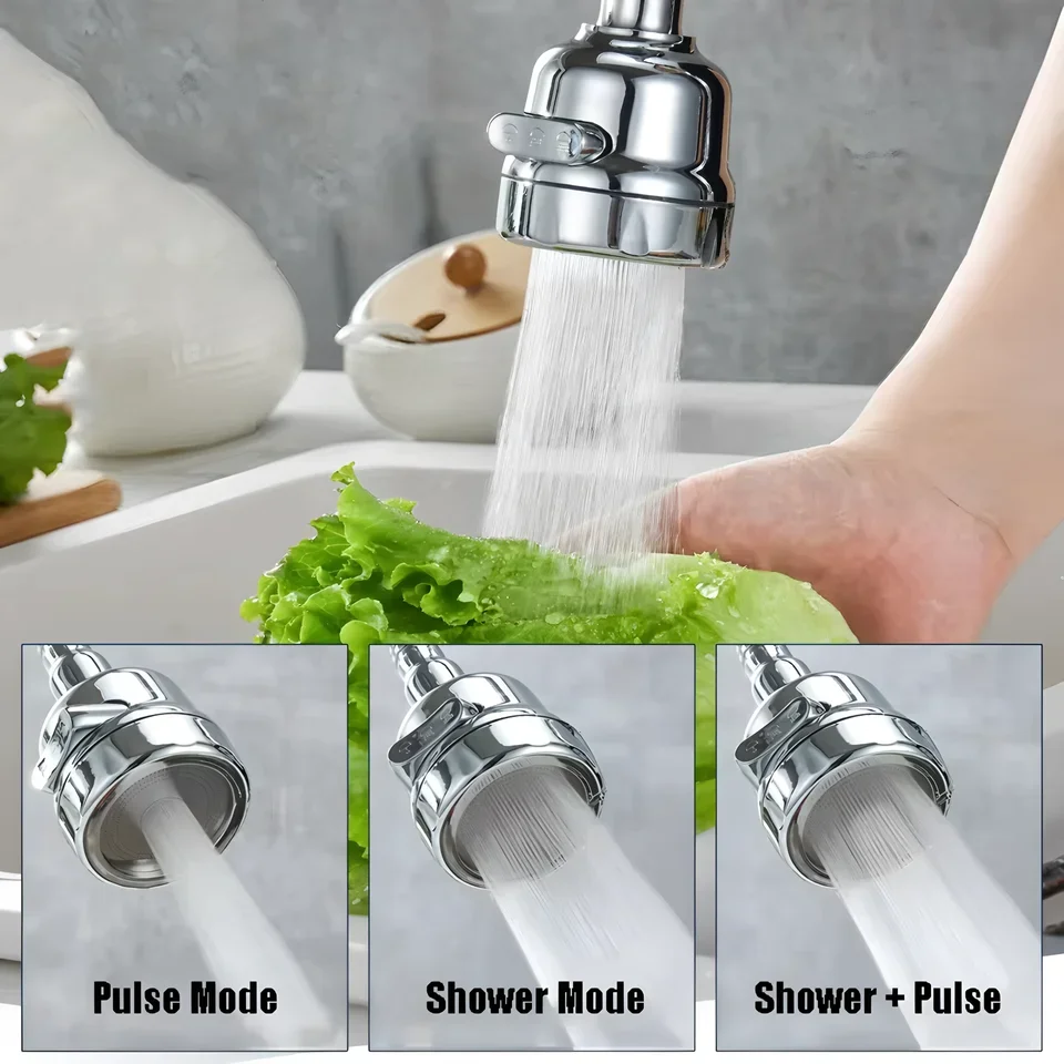 

Faucet Adapter Aerator 3 Modes 360 Rotatable Bubbler High Pressure Faucet Filter Extender Water Saving Tap Nozzle Kitchen Gadget
