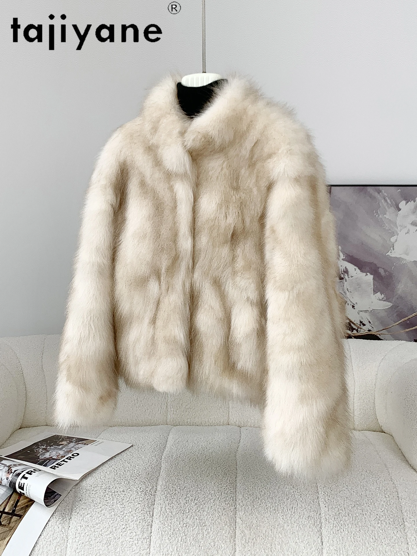 TAJIYANE 100 % natürlicher Fuchspelzmantel für Damen, hochwertige Echtpelzjacken, warme Damen-Oberbekleidung, Winter-Frau-Kleidung, 2025, Beij