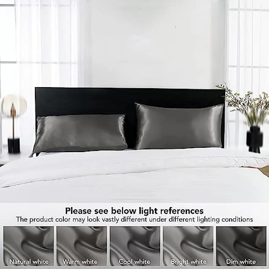 2pcs Satin Silk Pillowcase for Hair and Skin, Coral Pillow Cases Standard Size Set of   Super Soft Pillow Case - view 5